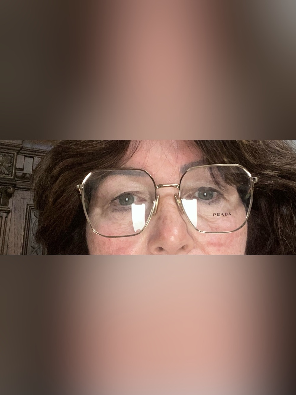 Prada Gold Hexagonal Metal Eyeglass Frames NWOT - Picture 4 of 4